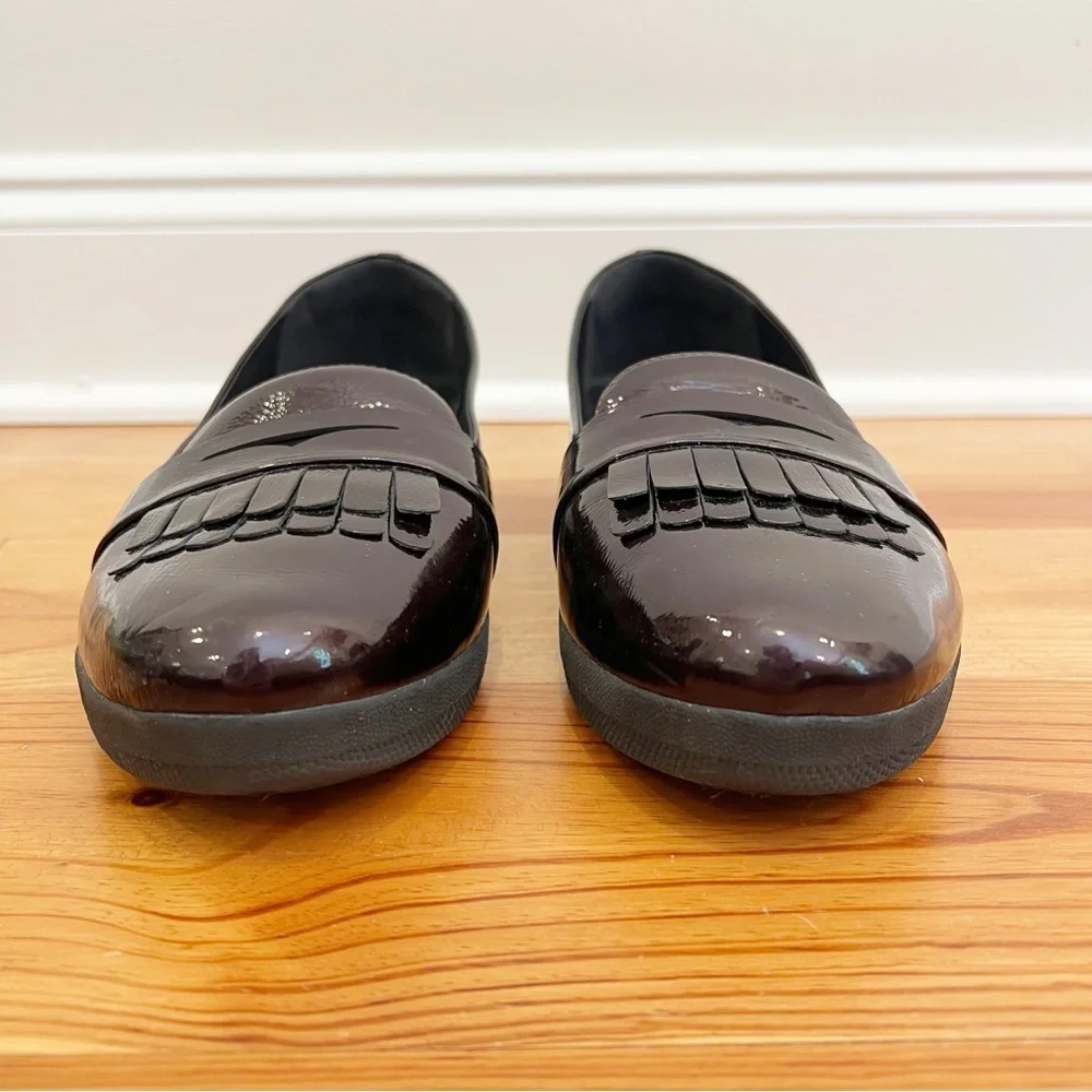 FitFlop Fringey Sneakerloafer Womens 11 Burgundy Patent Leather Penny Loafer - Picture 4 of 11